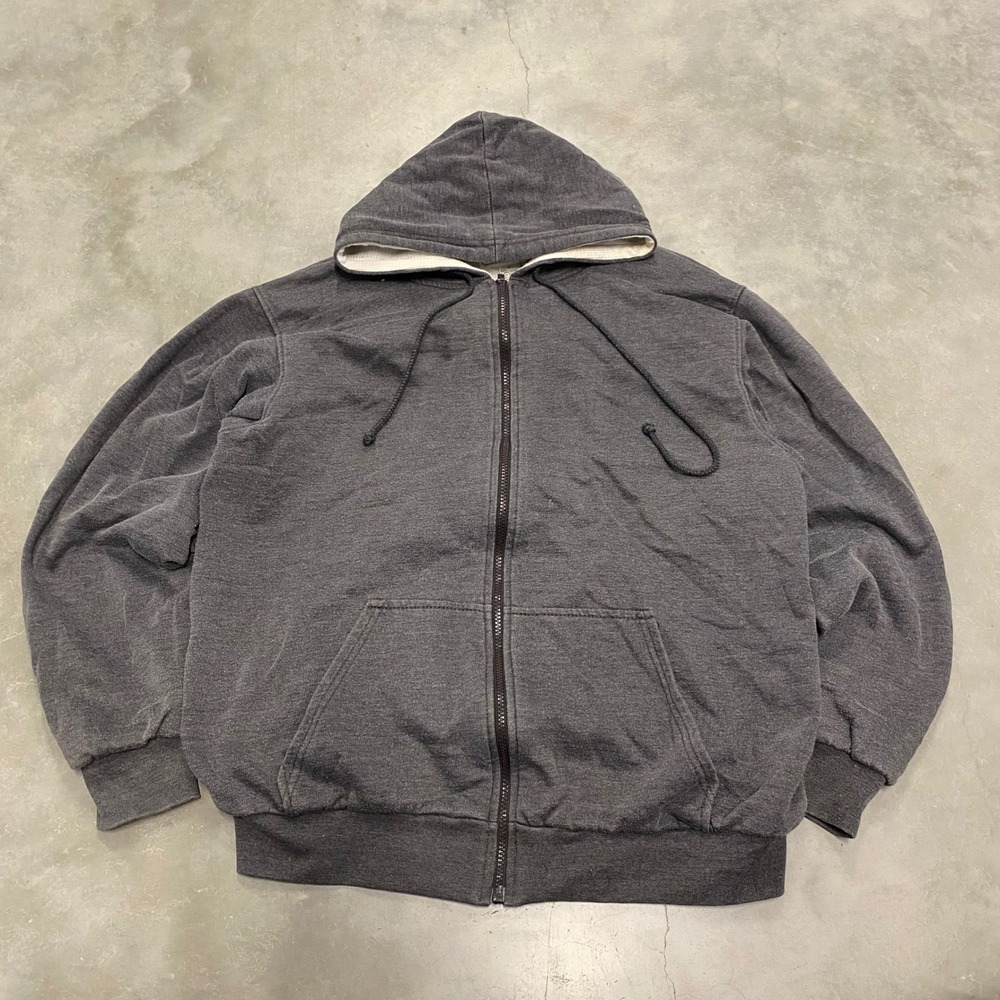 Wilderness Mens XL Charcoal Gray Thermal Waffle Lined Full Zip Hoodie Sweatshirt